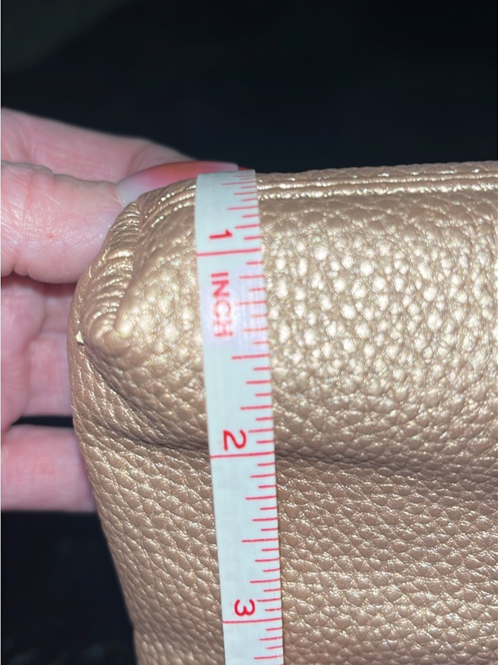 Rose Gold Metallic Pebble Grain Clutch Shoulder Bag Gold Chain Strap Handbag - Picture 5 of 6